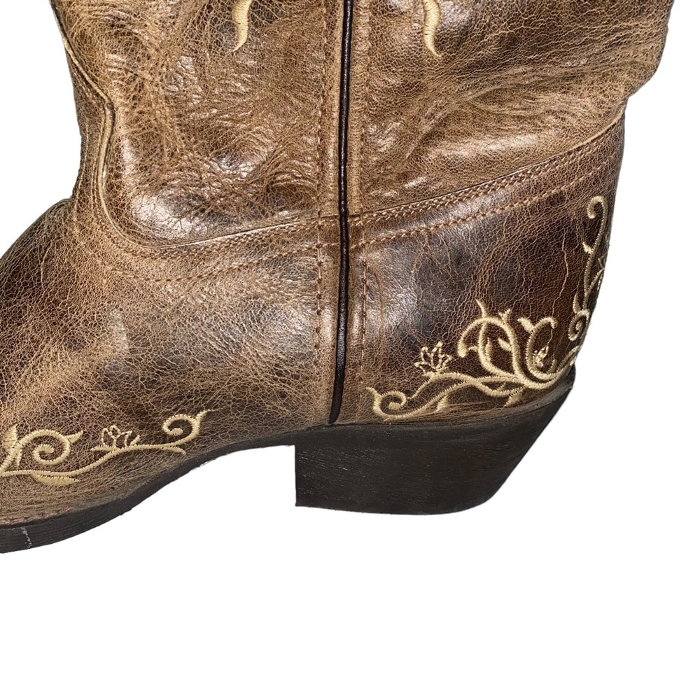 Laredo Taupe Embordered Design Cowgirl Western Jasmine Snip Heel Boot Size 10 - Picture 8 of 15